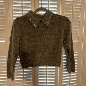 Only worn once! Gorgeous gray sweater with pearl detail.